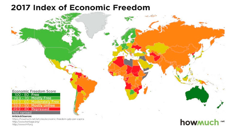 What Is An Economic Map These Maps Show How Economic Freedom Around The World Enriches/Impoverishes  People | Tourism Golf And Business Events